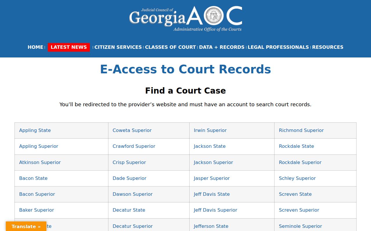 South Fulton residents directory Georgia court e-access
