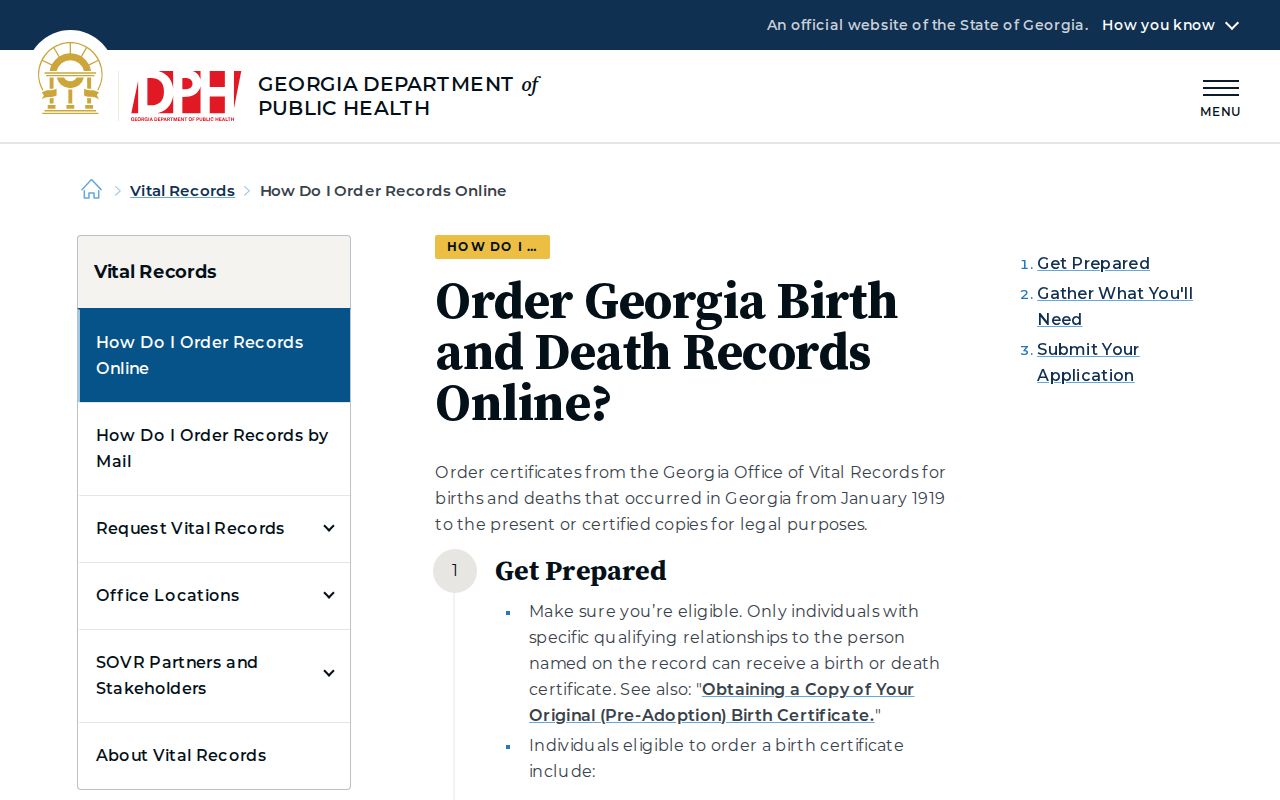 Georgia birth and death ordering rules for South Fulton family history