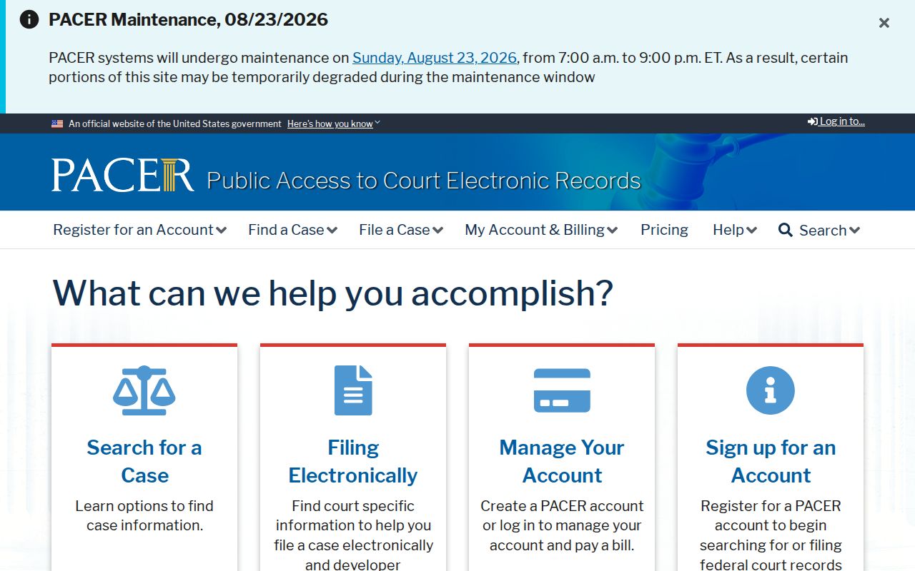PACER federal court records access page for Northern District of Georgia cases