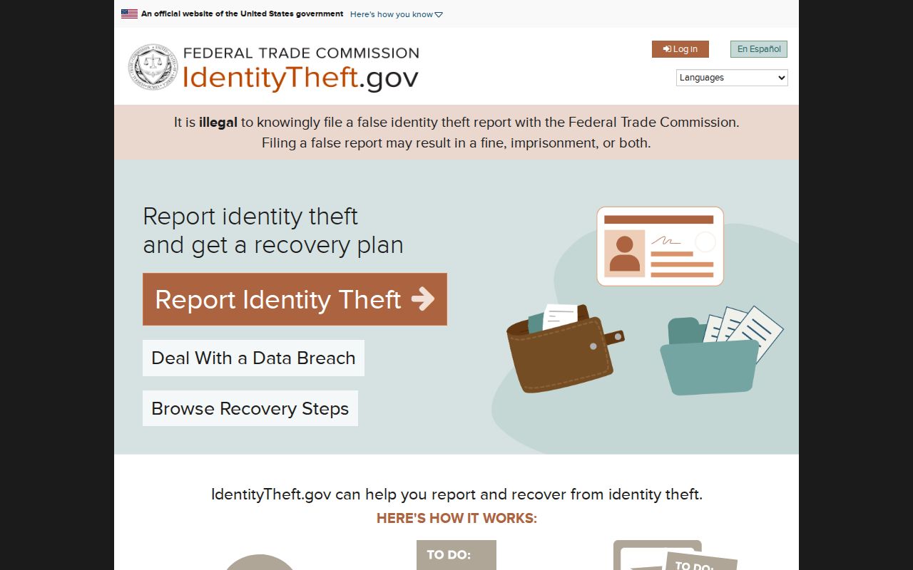 IdentityTheft.gov recovery portal for misuse of address and identity data
